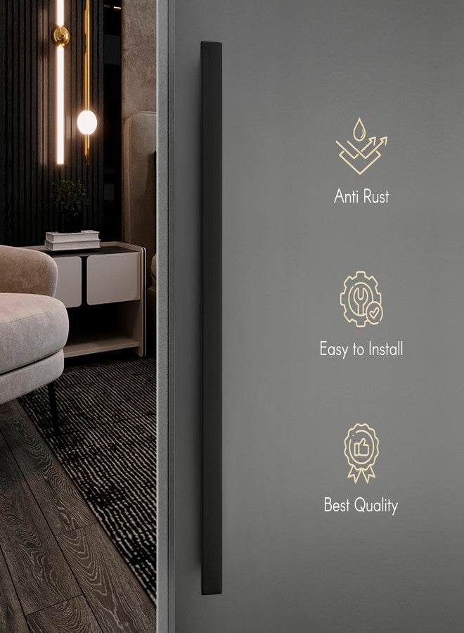 LAPO مقبض باب مربع من الفولاذ المقاوم للصدأ من لابو، مقاس 24 بوصة، مناسب للأبواب الرئيسية والخشبية والزجاجية، مقبض سحب ودفع، مقبض باب رئيسي (المسافة بين الفتحتين 455 مم، عبوة من قطعة واحدة)، لون أسود | ضمان 3 سنوات - Image 4